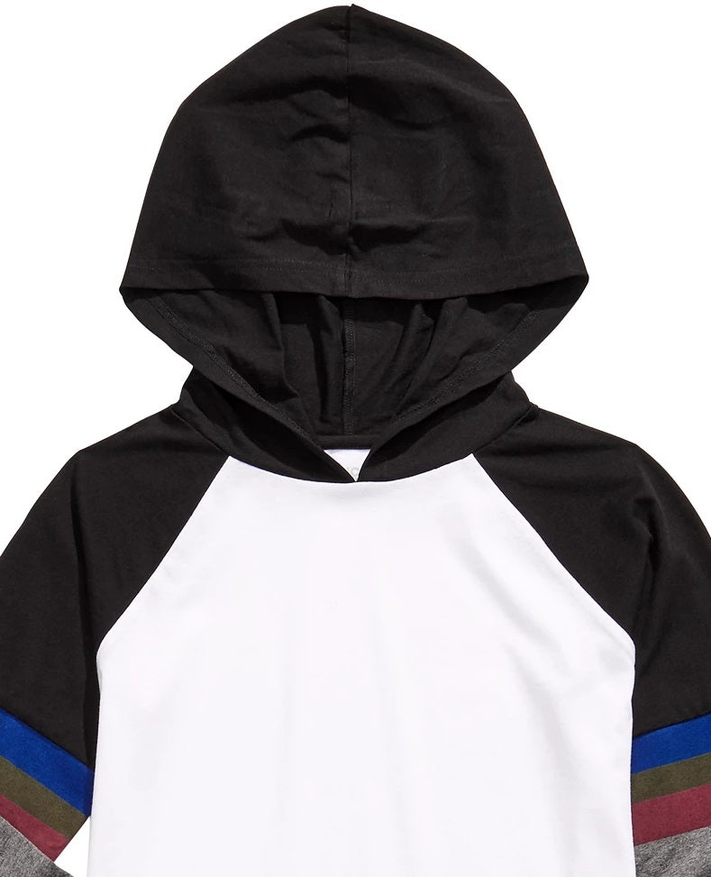 Camiseta com capuz e blocos de cores Epic Threads Big Boys, branca, tamanho pequeno