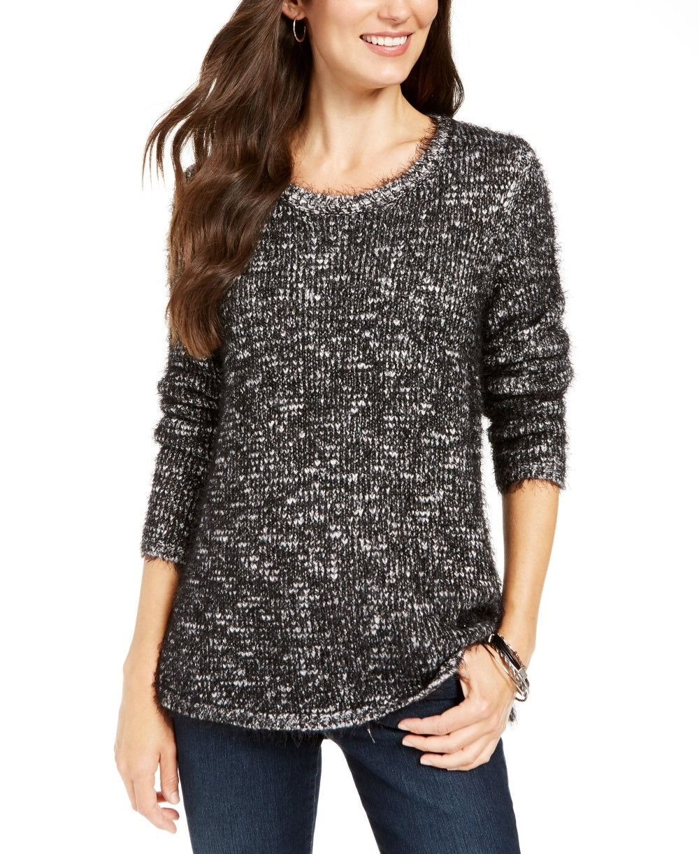 Suéter feminino estilo &amp; co com cílios mesclados, tamanho pequeno, preto