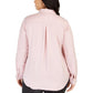 Blusa feminina lisa com botões e botões estilo &amp; co, rosa, tamanho 0X