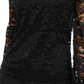 INC International Concepts Top feminino de renda com decote redondo e manga curta, preto, tamanho pequeno grande