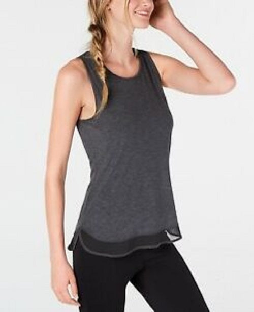 Ideology Camiseta regata feminina com bainha de malha cinza escuro tamanho X-S