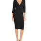 Vestido midi franzido com ferragens de anel feminino INC International Concepts, preto, tamanho grande