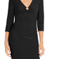 Vestido midi franzido com ferragens de anel feminino INC International Concepts, preto, tamanho grande