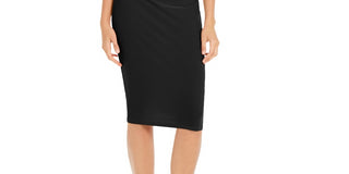 Vestido midi franzido com ferragens de anel feminino INC International Concepts, preto, tamanho grande