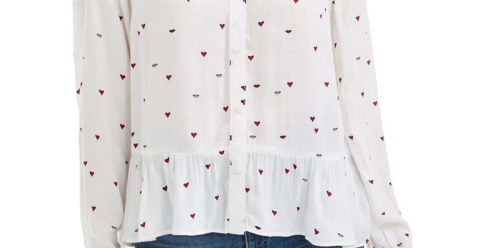 Blusa peplum estampada feminina Maison Jules, branca, tamanho médio