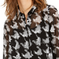 Camisa feminina pied-de-poule da INC International Concepts, preta, tamanho X-S
