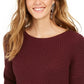 Suéter feminino canelado com ombros caídos, roxo, tamanho extragrande, estilo &amp; co