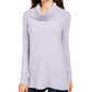 Suéter feminino estilo &amp; co lurex gola alta roxo tamanho extrapequeno