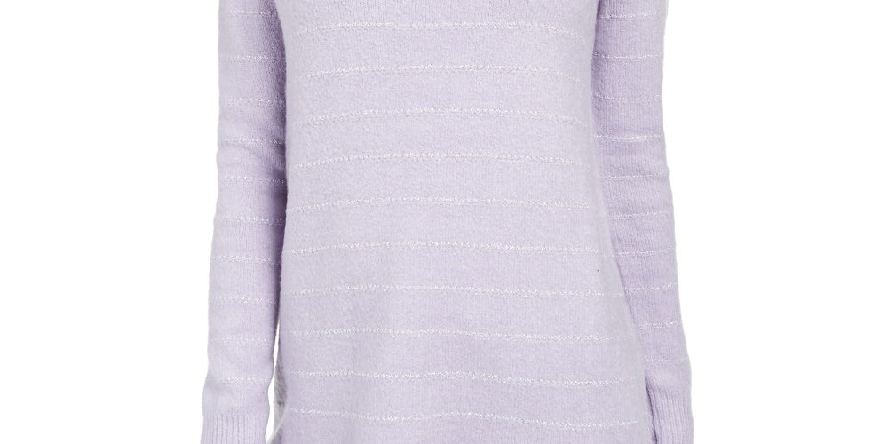 Suéter feminino estilo &amp; co lurex gola alta roxo tamanho extrapequeno