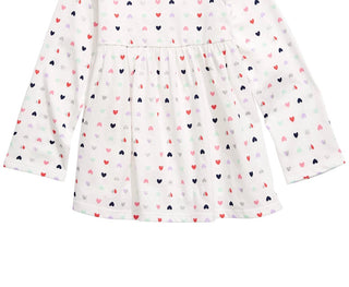 Túnica de algodão com estampa de coração para bebês meninas First Impressions, branca, tamanho 24 meses