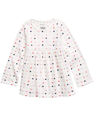 Túnica de algodão com estampa de coração First Impressions para meninas, tamanho 4T, branca