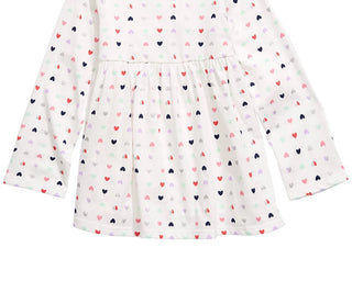 Túnica de algodão com estampa de coração First Impressions para meninas, tamanho 4T, branca