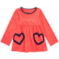 Túnica infantil de algodão com manga comprida e estampa de coração First Impressions para meninas, tamanho 3T, laranja