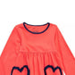 Túnica infantil de algodão com manga comprida e estampa de coração First Impressions para meninas, tamanho 3T, laranja