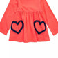 Túnica infantil de algodão com manga comprida e estampa de coração First Impressions para meninas, tamanho 3T, laranja
