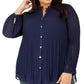 Alfani Plus Size Plissado Completo Feminino Azul Escuro Tamanho 3X