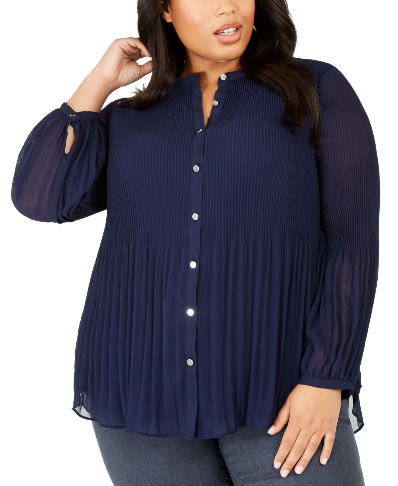 Alfani Plus Size Plissado Completo Feminino Azul Escuro Tamanho 3X