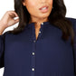 Alfani Plus Size Plissado Completo Feminino Azul Escuro Tamanho 3X