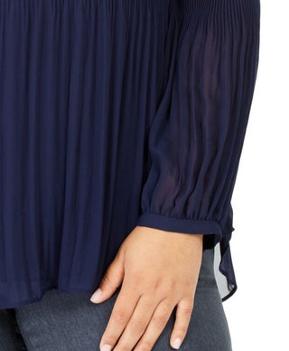 Alfani Plus Size Plissado Completo Feminino Azul Escuro Tamanho 3X