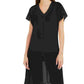 Alfani Women's Chiffon Overlay Maxi Top Preto Tamanho Pequeno