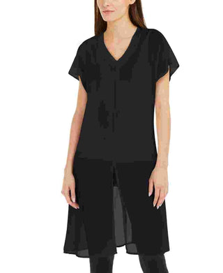 Alfani Women's Chiffon Overlay Maxi Top Preto Tamanho Pequeno