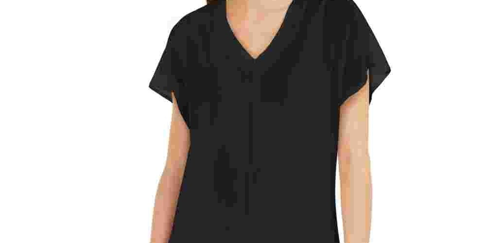 Alfani Women's Chiffon Overlay Maxi Top Preto Tamanho Pequeno