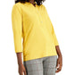 Camisa polo feminina Charter Club Supima Cotton manga 3/4 amarela tamanho extragrande
