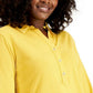 Camisa polo feminina Charter Club Supima Cotton manga 3/4 amarela tamanho extragrande