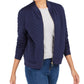 Jaqueta bomber feminina de malha texturizada Charter Club, azul, tamanho X-S