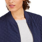 Jaqueta bomber feminina de malha texturizada Charter Club, azul, tamanho X-S
