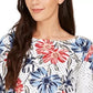 Charter Club Blusa feminina com estampa floral de bolinhas, branca, tamanho XX-G