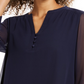 Top feminino Charter Club com manga transparente, azul, tamanho extragrande