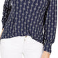 Top feminino estampado com decote dividido, azul, tamanho extrapequeno, Charter Club