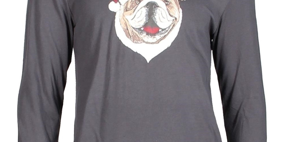 Club Room Masculino Papai Noel Bulldog Festa de Natal Top Cinza Tamanho X-G