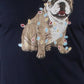 Camiseta masculina com estampa de buldogue natalino e estampa de natal, tamanho grande, azul marinho, Club Room