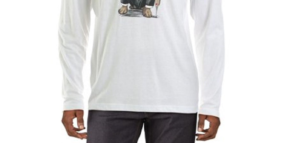 Camiseta masculina com estampa Bulldog Tuxedo e gola redonda, tamanho extragrande, branca, Club Room