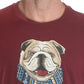 Camiseta masculina com estampa de mistura de algodão e cachecol Bulldog Club Room, tamanho vinho, tamanho extragrande