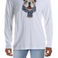 Camiseta masculina Club Room Bulldog Scarf mistura de algodão estampada, branca, tamanho extragrande