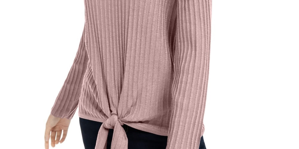 Suéter feminino canelado com nó INC International Concepts, rosa, tamanho pequeno