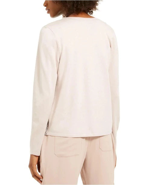 INC International Concepts Topper de pele de cordeiro estampado feminino, branco, tamanho médio