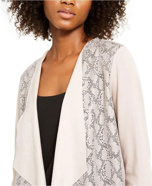 INC International Concepts Topper de pele de cordeiro estampado feminino, branco, tamanho médio