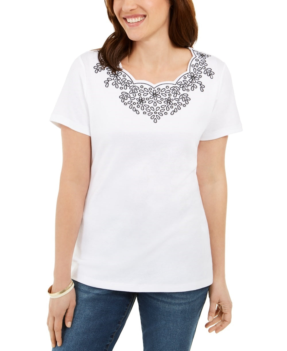 Karen Scott Top Feminino Recortado com Tachas Branco Tamanho P