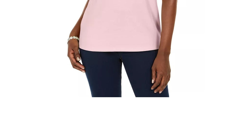 Karen Scott Top Feminino Petite Crochê Keyhole Rosa Tamanho Petite