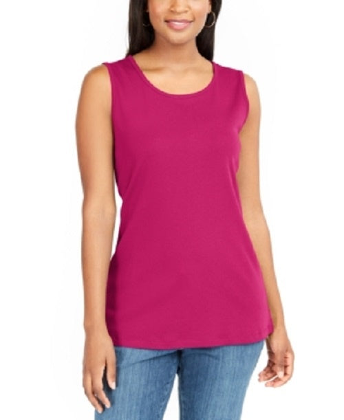 Regata feminina Karen Scott de algodão, vermelha, tamanho grande