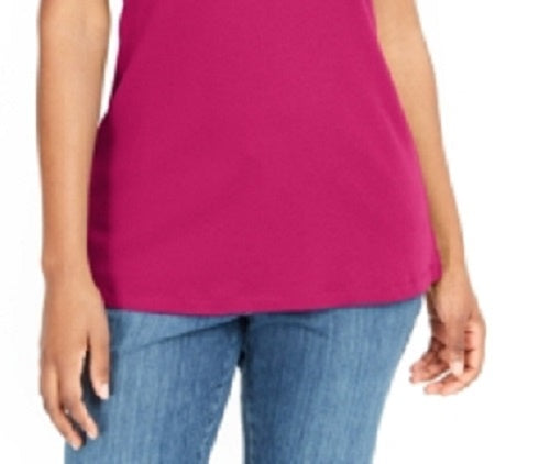 Regata feminina Karen Scott de algodão, vermelha, tamanho grande