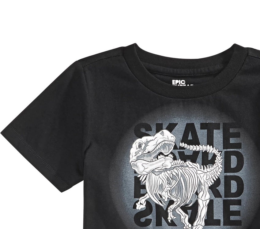 Camiseta infantil masculina Epic Threads Skeleton Skate, preta, tamanho 4T