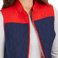 Colete acolchoado feminino Charter Club Colorblocked azul tamanho médio