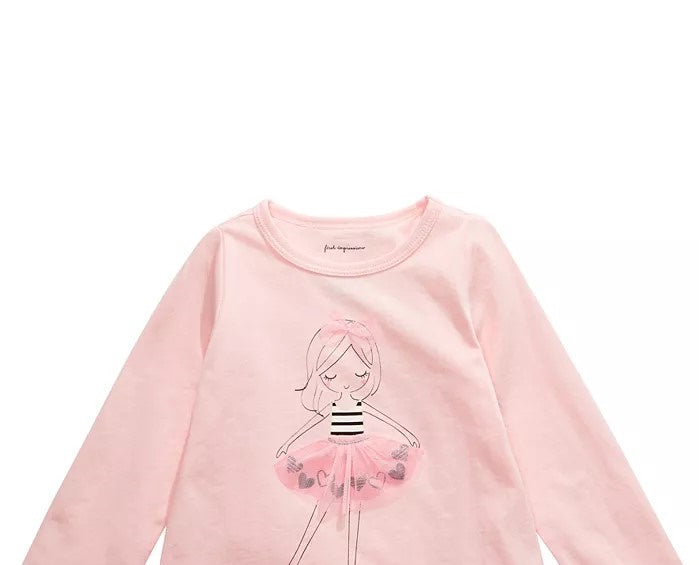 Primeiras Impressões Bebê Meninas Tutu Menina Camiseta Rosa Tamanho 12M