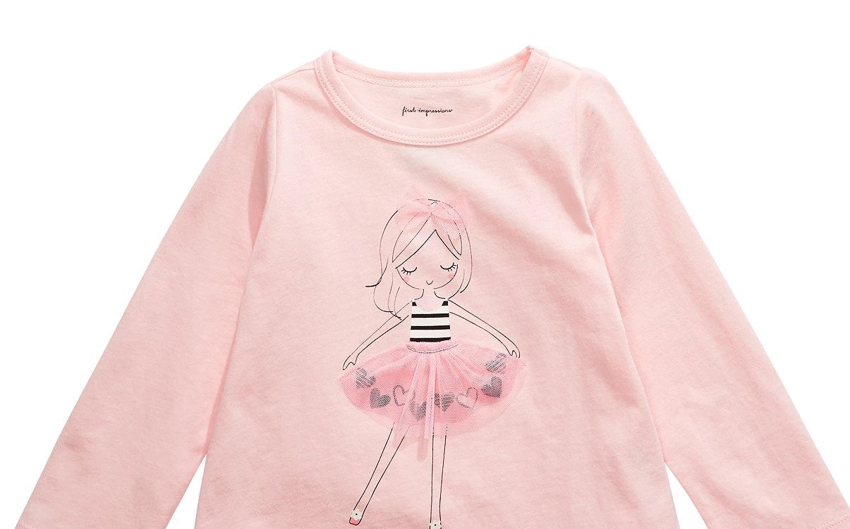 Primeiras Impressões Bebê Meninas Tutu Menina Camiseta Rosa Tamanho 6-9M