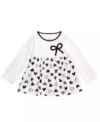 Túnica de algodão com laço e coração First Impressions para bebê menina, branca, tamanho 12 meses